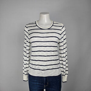 Vintage Paris Star White Stripped Knit Sweater Size M